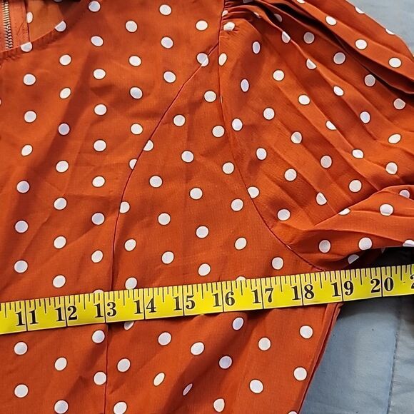 Eien Orange Polka Dot Full length Pleated Dress - Picture 11 of 12